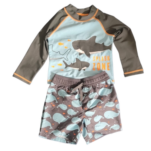 Simple Joys by Carter's Toddlers and Baby Boys' Swimsuit Trunk and Rashguard - Picture 4 of 4